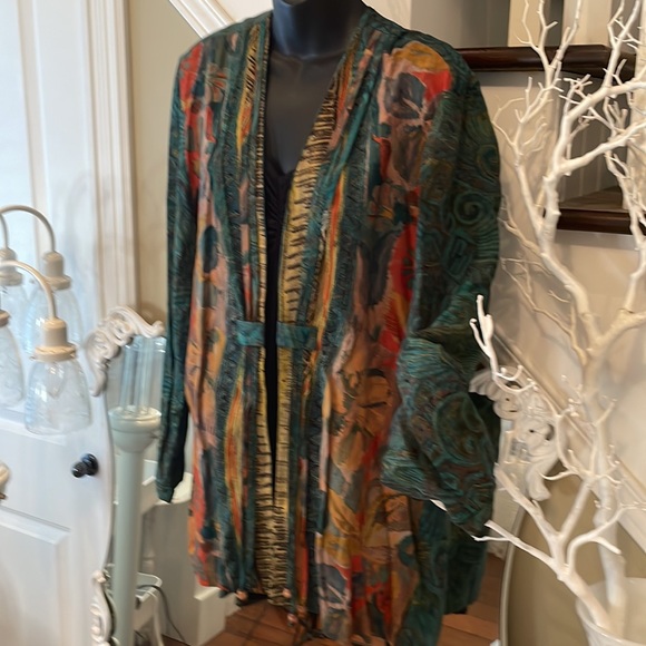 Vintage Bohemian Floral Pattern Print Kimono Jacket Cardigan - Picture 9 of 10